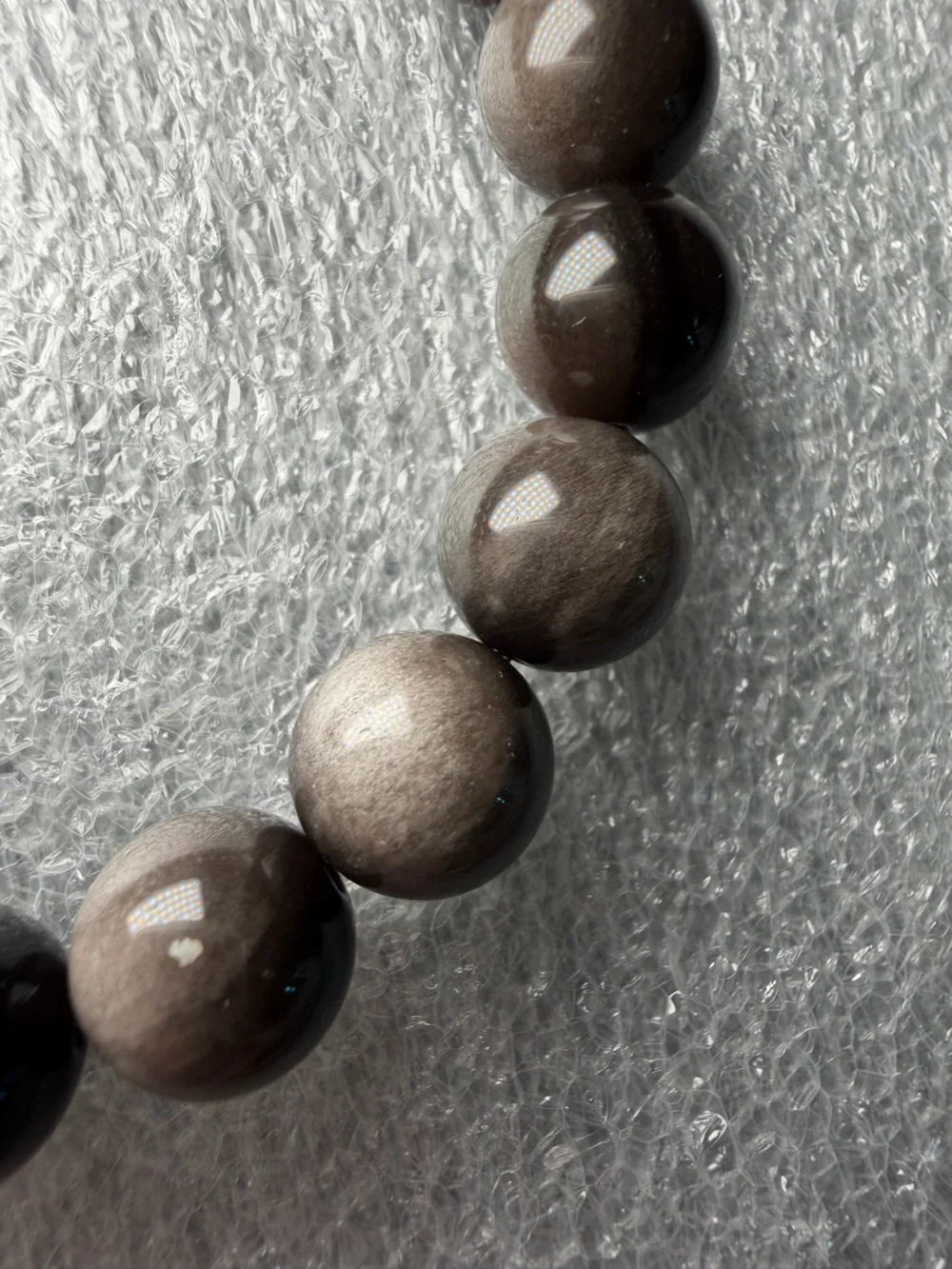 10MM High Flash Silver Sheen Obsidian Natural Crystal Bracelet